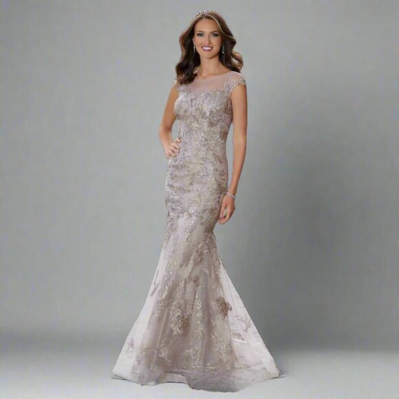 Mori Lee champagne dress, size 10, NEW WITH TAGS! - Picture 1 of 3